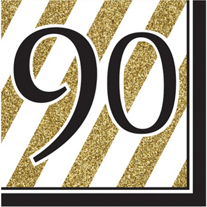 Creative Meilenstein-Papierservietten, Schwarz-und-Gold, Packung mit 16 Stück, schwarz / gold, One