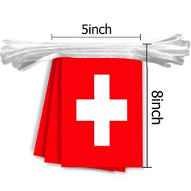 30 PCS Switzerland Flag String,32 FT Swiss Bunting,Decoration Banner for Outdoor Indoor Patio Yard Decor