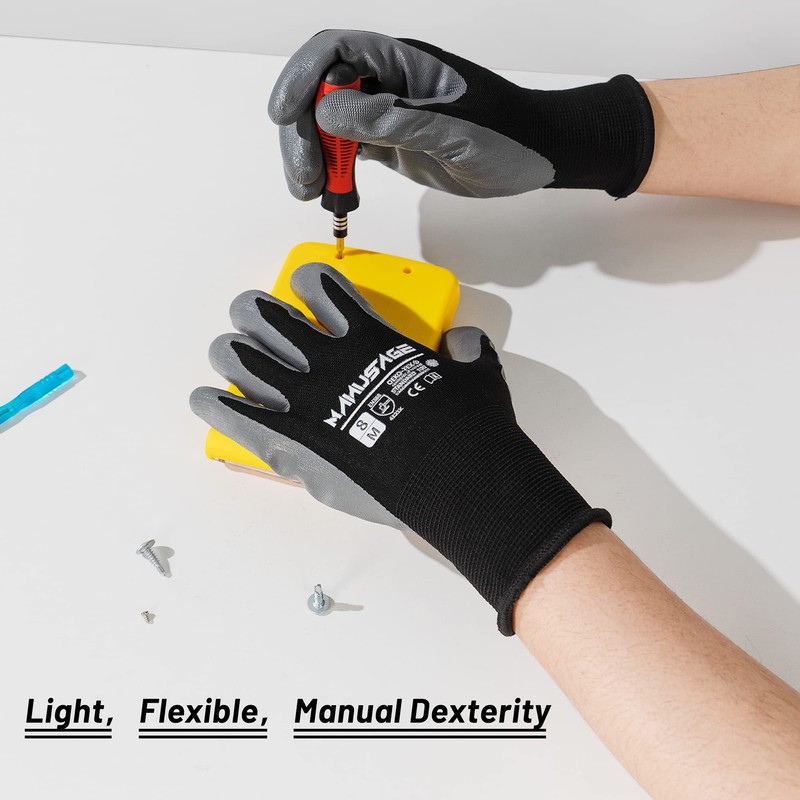 MANUSAGE Safety Work Gloves - Protective Glove for Men &