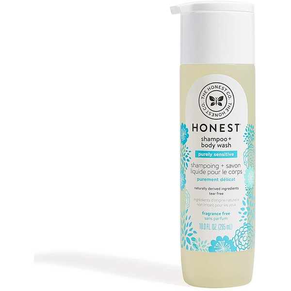 The Honest Company Purely Simple Fragrance-Free Shampoo + Body Wash | Tear-Free Baby Shampoo with Naturally Derived Ingredients | Sulfate- & Paraben-Free Baby Bath | 10 Fl Oz (Pack of 1)