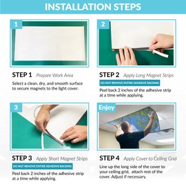 Magnetic Fluorescent Light Cover for Ceiling Lights Classroom 2x4 - High Resolution Magnetic Office Light Filter (Pack of 1) - Improve Focus, Eliminate Headaches & Eyestrain - Tree