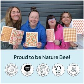 Orange Swedish Sponge Dishcloth Pack of 6 - Reusable, Washable, Odor & Scratch Free, Made with Wood Cellulose & Cotton, Multi-Use for Dishes & Counters, Replaces 17 Rolls of Paper Towel