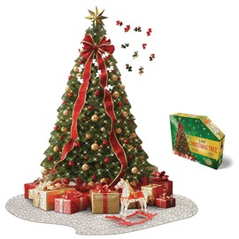 Madd Capp: I Am Christmas Tree - 1000 Piece Puzzle - Holiday Tree-Shaped Jigsaw Puzzle, 32x38 Size, Poster Reference, Educational Fun Fact Booklet