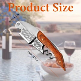 Professional Wine Opener, Wine Openers with Foil Cutter, Waiter's Corkscrew, Wine Key Tool, Opener with Wood Handle, Waiter's Friend, Professional Wine Key for Servers, Sommeliers