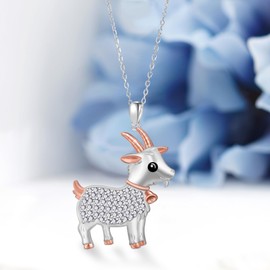 Yorionke Goat Necklace 925 Sterling Silver Sheep Pendant Necklace Animal Jewelry Woman Birthday Gift