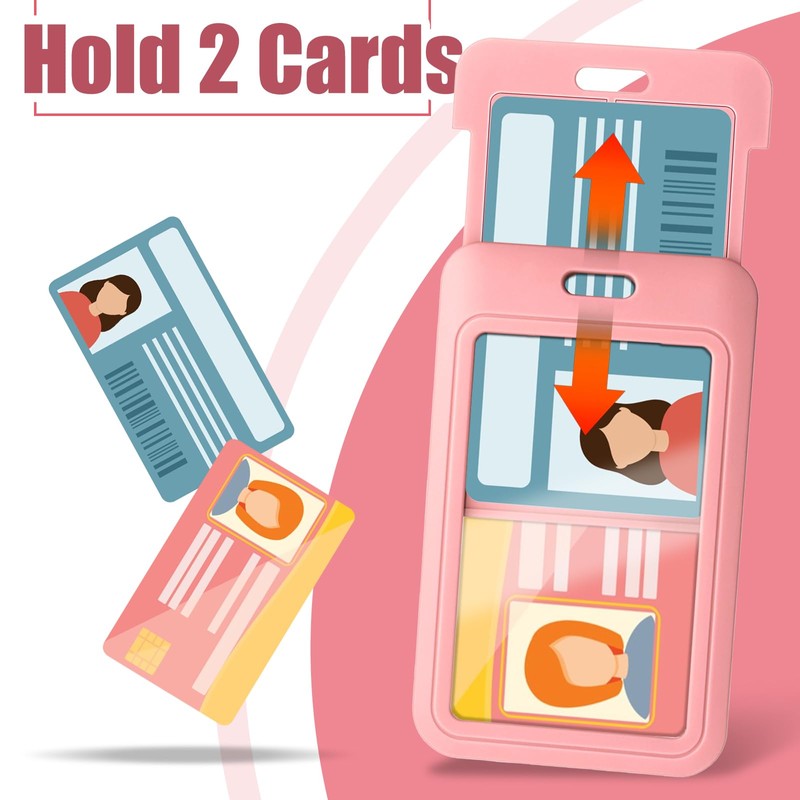 4 Pack Sliding ID Badge Holders, Heavy Duty Hard Plastic