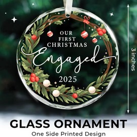 First Christmas Engaged Ornament - Engagement Ornament - Engagement Gift for Couples, Fiance, Her, Women, Bride to Be - Christmas Couple Gifts for Newly Engaged
