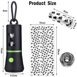 Mudder 2 Pack Dog Poop Bag Dispenser with Built-in LED Flashlight Pet Waste Bag Holder for Leash with Carabiner Clip for Lead Leash 2 Rolls Leak-proof Doggy Waste Bags for Dog Walking