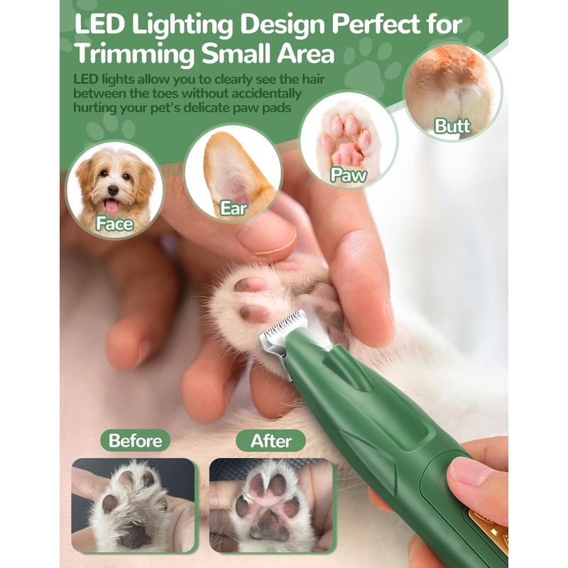 LEYOUFU Dog Paw Trimmer with LED Light, 2 Speed Dog