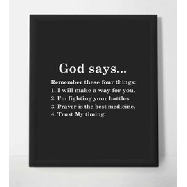 “God Says-Remember These Four Things" Inspirational Wall Print-8 x 10"- Modern Typographic Design-Ready to Frame. Christian Wall Art for Home-Office-Church Décor. Great Reminder to Trust in God!