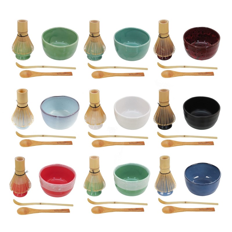 BambooMN Brand Matcha Bowl Set (Includes Bowl, Rest, Tea Whisk,