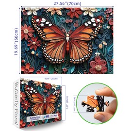 MINIWAN 1000 Piece Jigsaw Puzzle for Adults, Butterfly Paper Cutting Art Puzzles, Challenging Puzzles for Adults Perfect for Game Nights, Finished Size is 27.55 x 19.68 Inches