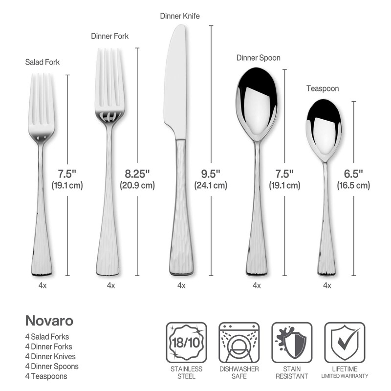 Mikasa Novaro 20-Piece 18/10 Stainless Steel Flatware Set, Service For