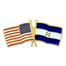 PinMart‘s USA and Honduras Crossed Friendship Flag Enamel Lapel Pin - Country Flags Pins For Hats, Jackets, and Backpacks