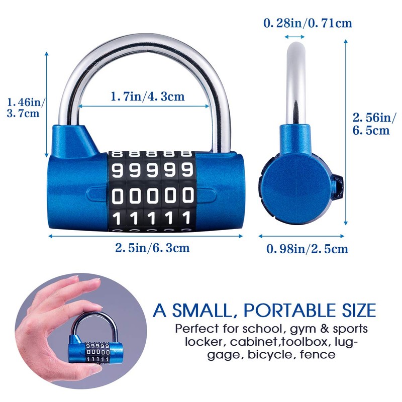 Surplex 2 Pack 5 Digit Combination Padlock, Waterproof Antirust, Combination