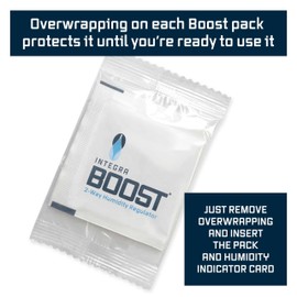 Integra Boost 62% RH Level - 8 Gram Size - Two-Way Humidity Control Pack - Includes Replacement Indicator Cards - Food Storage & Herbs Moisture Balancer for Up to 1oz (Pack of 6)
