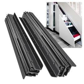 SHUHANG Undermount Heavy Duty Drawer Slides 16 24 32 40 Inch Mount Under 260lb Load Capacity Bottom Stair Cabinet Glides Concealed Pull Out Storage Pantry Closet Shelf (1 Pair, 16 Inch)