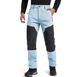 FREE SOLDIER Waterproof Mens Ski Pants Hiking Outdoor Snowboard Snow Pants with Bottom Leg Zipper(Blue, 38W x 30L)