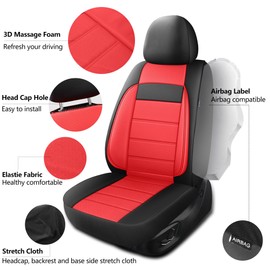 HChengkikz Leather Seat Covers, Breathable and Comfortable 3D Foam Back Support Car Seat Covers, Airbag Compatible, Automotive Seat Cover Protector Waterproof, Universal Fit for Cars,SUVs,Trucks,2PCS