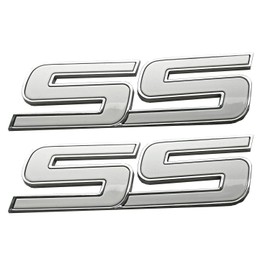 2Pcs Front Door SS Emblem 3D Badge Nameplates Replacement for 06-10 Chevy Impala Trailblazer SS 15211285 Origianl Size (White)