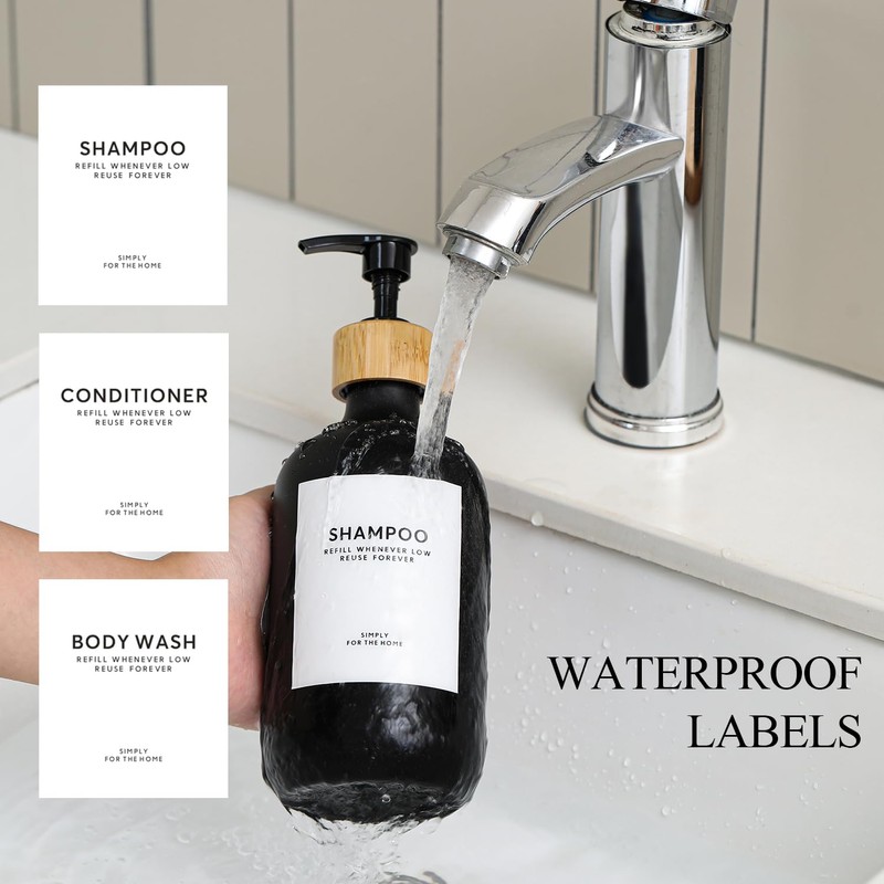 Shampoo and Conditioner Dispenser,16.9 fl oz Set of 3 Black