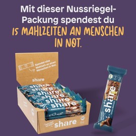 share Nussriegel Schoko & Meersalz 15 x 35 g – Riegel spenden je eine Mahlzeit an einen Menschen in Not – Mandel, Haselnuss, Schokolade & Meersalz – vegan – ohne Palmöl