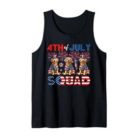 4th Of July Squad Three Cute Golden Retrievers Proud Flag Tank Top