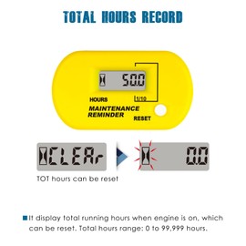 Runleader Digital Inductive Hour Meter,Maintenance Reminder for ZTR Lawn Mower Air Compressor Snowmobile ATV Outboards Motor Dirtbike Motorcycle and Gas Powered Device. (YELLOW)