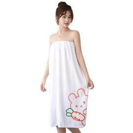 Wearable Towel for Women, Absorbent and Quick-Drying Bath Towel by Broome, Wrap Towel for Adults, Large Size, Non-Slip, Post-Bath, Onsen, Gym, Travel, Solid Color, Breathable, white, Free size