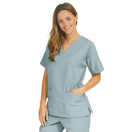 Medline PerforMAX Women's V-Neck Tunic Scrub Top, 2 Pocket, Misty, Size X-Large