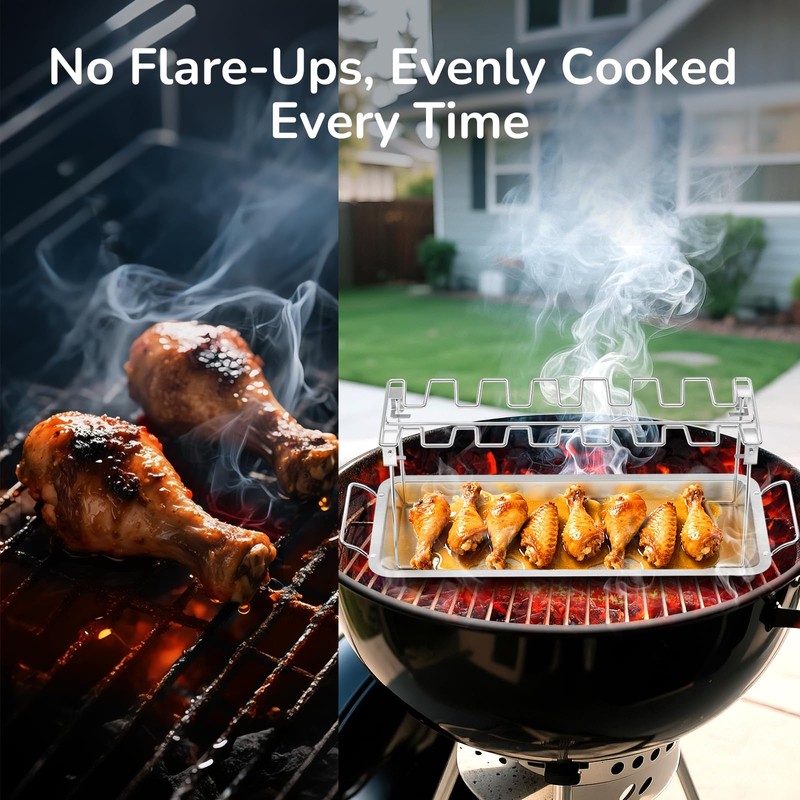 G.a HOMEFAVOR 14-Slot Chicken Leg Rack for Grill & Wings