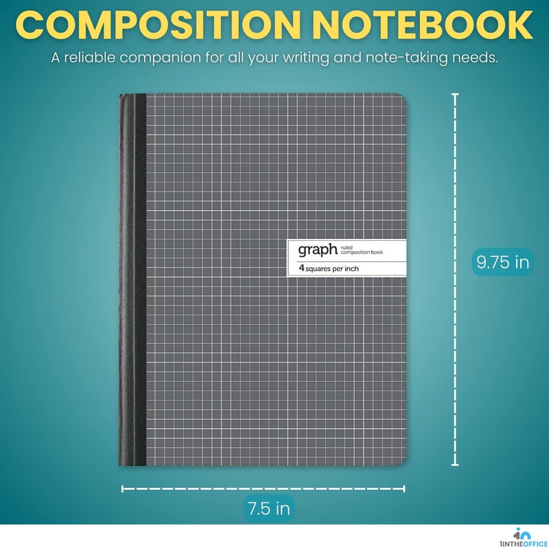 1InTheOffice Graph Composition Book, 9.75" x 7.5" Graph Paper Notebook,