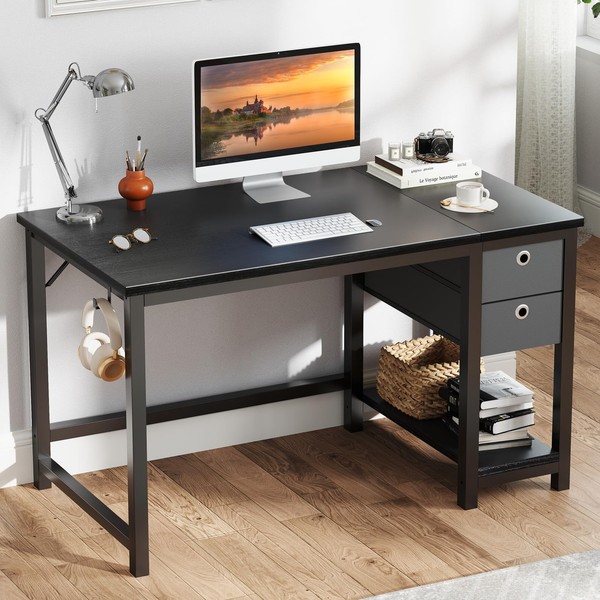 DUMOS Computer Desk with 2 Drawers, 40x24 Inch Office Desks