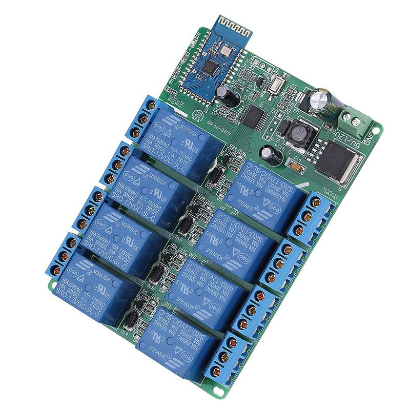 Bluetooth Relay Board, DC 12V 10A 8 Channel Bluetooth Relay