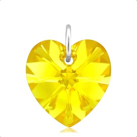 Lua Joia Sterling Silver November Birthstone Pendant Only With Sparkly Citrine Charm Heart Crystal Jewellery for Women Gift for Girls, Mum, Wife, Birthday, Anniversary & Valentine’s