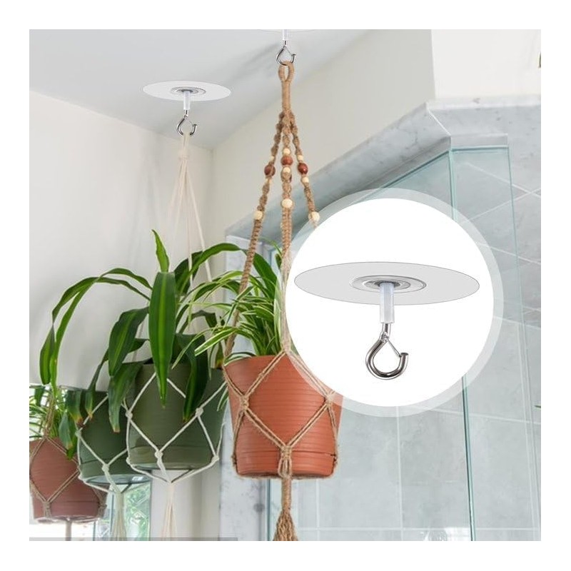 Adhesive Ceiling Hook, Weight-Bearing Stick-On Ceiling Hook, Drill Free Hanging