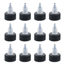 Leather Hero Black & Natural Twist Top Caps, Bottle Cap Size (24/410) Replacement Caps for Squeeze Bottles Angelus Paint Bottles, Dispensing Caps for Crafts, Art, Glue and More - 12 Pack