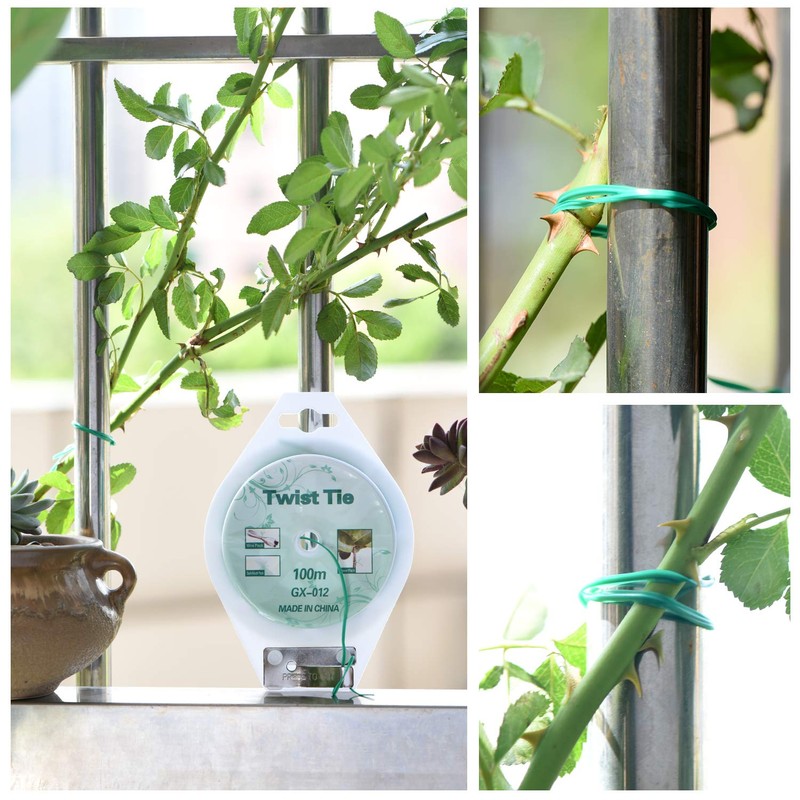 YDSL 328ft (100m) Twist Ties, Green Garden Plant Ties with