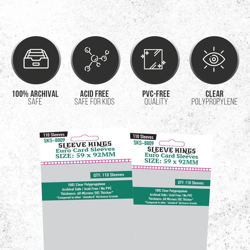 Sleeve Kings Euro Card Sleeves (59 x 92mm) 110 pzs
