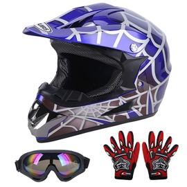 OUMURS DOT Youth Dirt Bike Helmet,Kids ATV Helmets with Gloves Goggles for Youth Boys Girls 5-14 Ages,Four Wheeler Helmet Kids Motocross BMX MX UTV Snowmobile Go Kart Full Riding Racing Skateboard