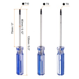 HARFINGTON 6pcs Magnetic Torx Screwdriver 75mm Length T8 T9 T10 Carbon Steel Star 6 Point Head Screw Driver with Non-Slip Handle for Appliances Repair Improvement, Blue