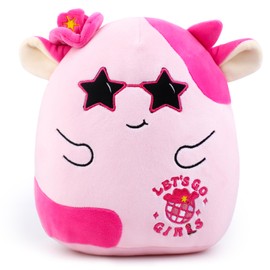 NOVBAUB Disco Cowgirl Cow Plush Toys Cute Pink Cowgirl Stuffed Cow Plush Toys Birthday Party Supplies Cowgirl Soft Stuffed Plush Cow Pillows Gift for Kids Teens Adults Birthday