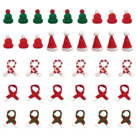 SKHAOVS 36 Pieces Mini Christmas Hats and Scarf Set Mini Santa Hat Small Christmas Hat Santa Hat Mini Hat Mini Scarf for Item Decoration DIY Party Christmas