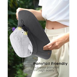 FURTALK Womens Sun Hat with Ponytail Hole Beach Hiking Summer Wide Brim UPF 50+ Outdoor Protection Foldable Bucket Hat