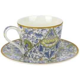 The Leonardo Collection Lodden Cup & Saucer William Morris for Hot & Cold Drinks | Durable Coffee Cups for Home & Office | Comfortable & Easy-to-Hold Coffee Mugs for Beverages & Daily Use