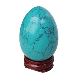Bacatgem Green Howlite Turquoise Egg-Shape Meditation Chakra and Home Decor Balancing Gemstone and Crystals Figurines Kit,1.96"x 1.37"Reiki Healers and Yoga Practioner,with Wooden Stand