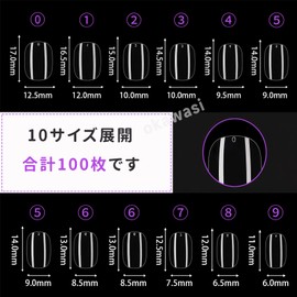 OKAWASI Nail Tips for Kids, Set of 100, 10 Sizes, Clear, DIY Nail Supplies, Short