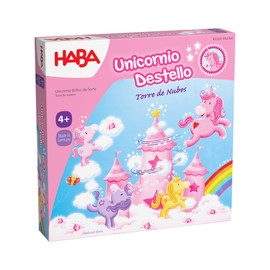HABA 2012232005 - Unicorno Flash – Torre di Nuvole, Gioco per Bambini da Tavolo Cooperativo Abilità. Più 4 anni