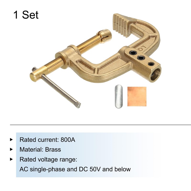 sourcing map 800A Brass G-Shape Ground Welding Earth Clamp C-Clamp