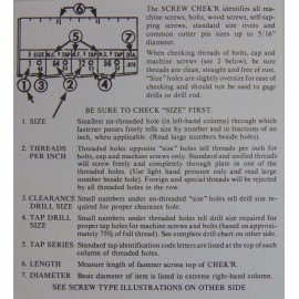 Screw Chek'r Ruelle Screw Chek’r SAE/ Inch Screw Thread Size Gauge (No. 1 to 5/16) 1/8 Inc...